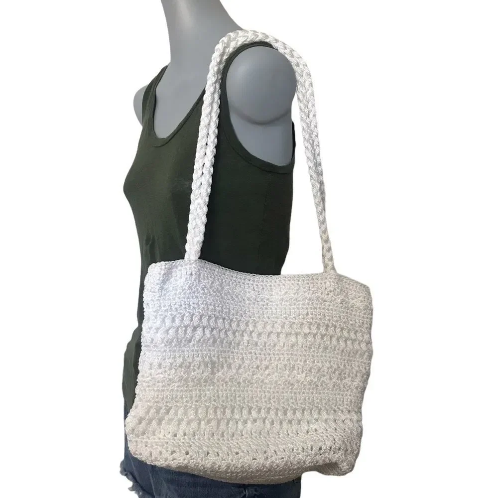 White Woven Shoulder Bag Croft & Barrow - Picture 1 of 14